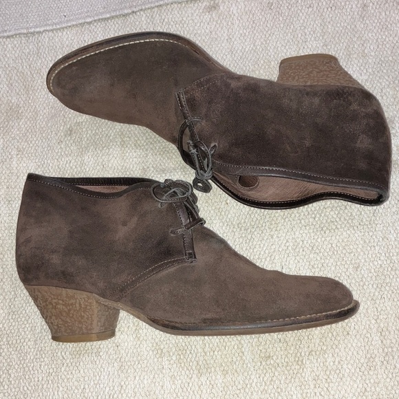 Sessun size 41 women’s soft suede leather Booties dark brown lace up - Picture 4 of 15